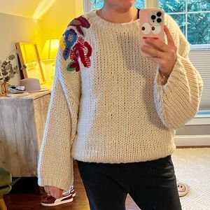 NWT Zara Sweater w/ embroidered shoulder detail